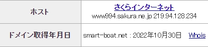 競艇予想サイト　スマートボート　ドメイン取得日- 